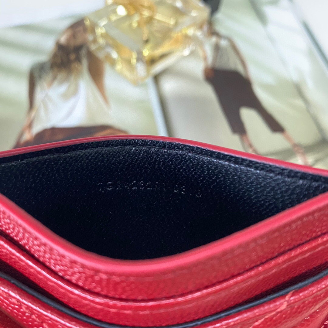 YSL Saint Laurent, 423291, MONOGRAM CREDIT CARD CASE IN GRAIN DE POUDRE TEXTURED MATELASSÉ LEATHER