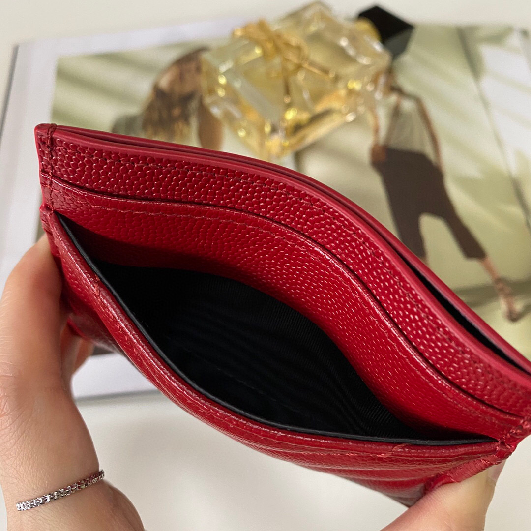 YSL Saint Laurent, 423291, MONOGRAM CREDIT CARD CASE IN GRAIN DE POUDRE TEXTURED MATELASSÉ LEATHER