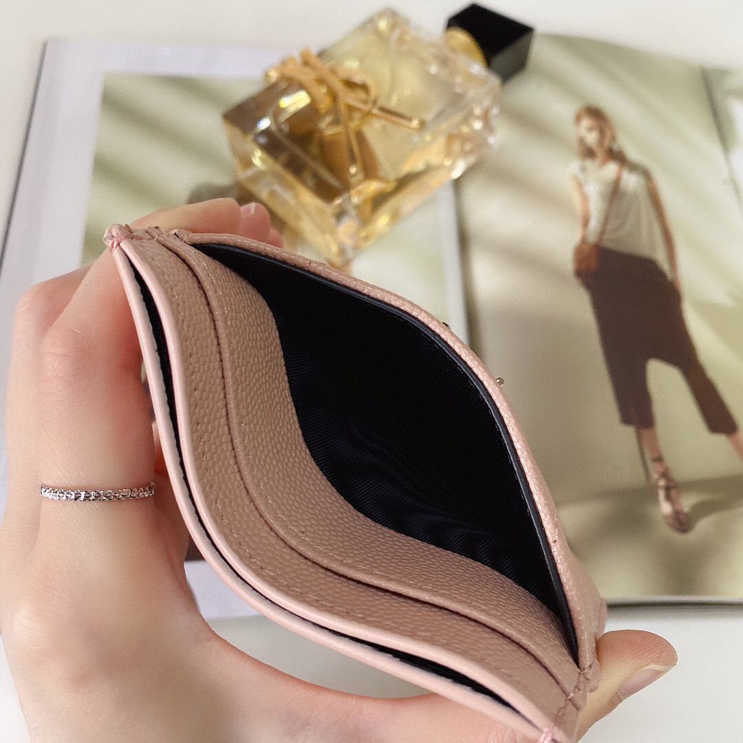 YSL Saint Laurent, 423291, MONOGRAM CREDIT CARD CASE IN GRAIN DE POUDRE TEXTURED MATELASSÉ LEATHER