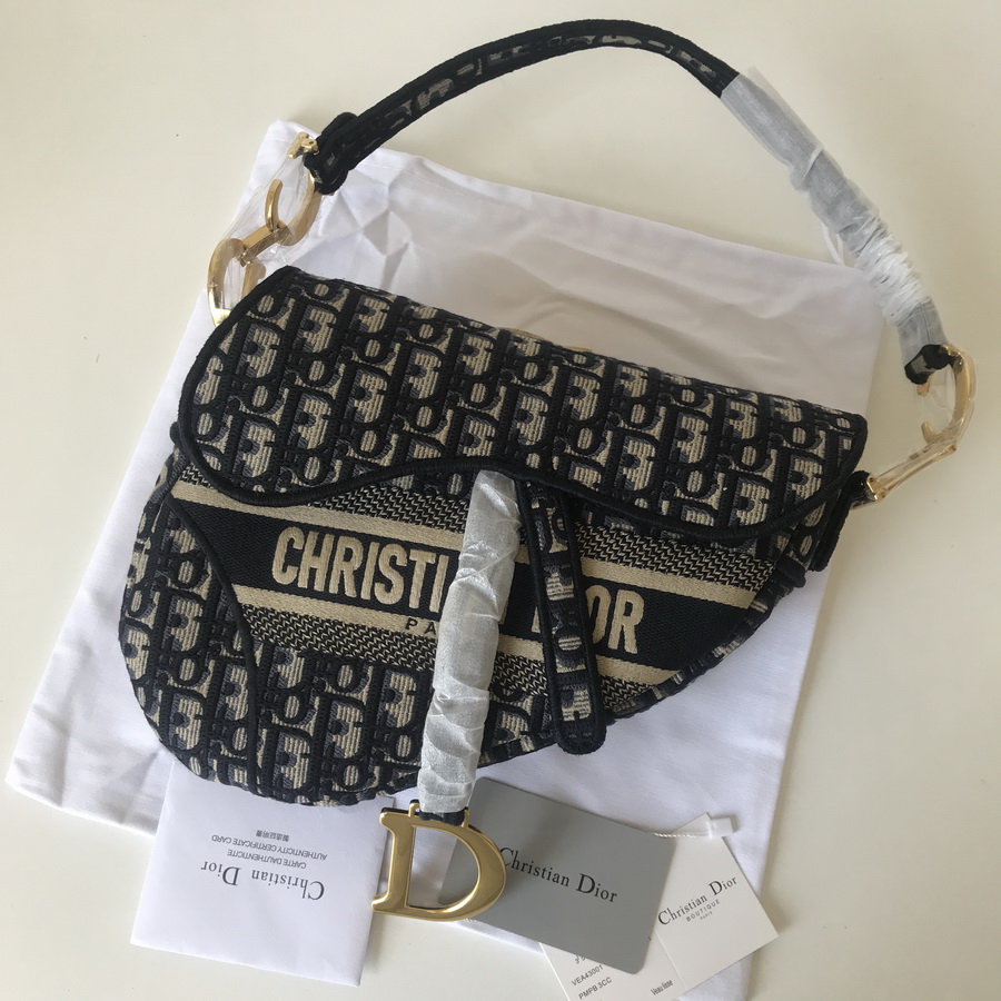 BLUE SADDLE ORIGINAL DIOR OBLIQUE EMBROIDERED CANVAS BAG, DIOR SHOULDER BAG