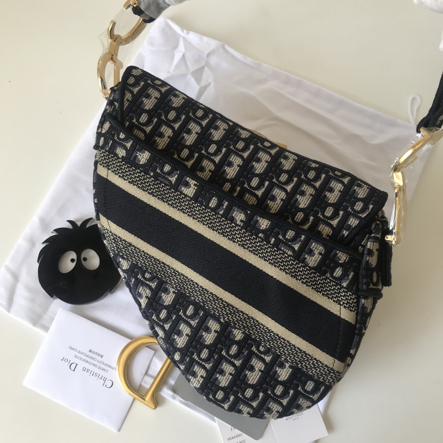 BLUE SADDLE ORIGINAL DIOR OBLIQUE EMBROIDERED CANVAS BAG, DIOR SHOULDER BAG