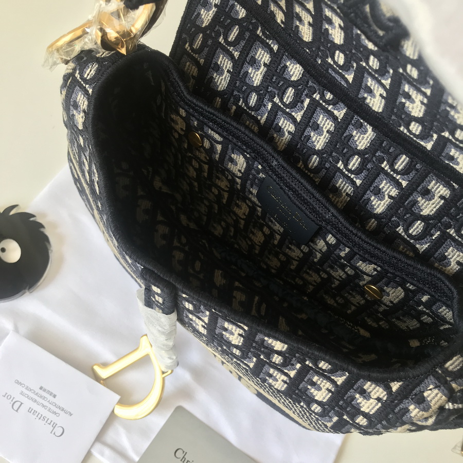 BLUE SADDLE ORIGINAL DIOR OBLIQUE EMBROIDERED CANVAS BAG, DIOR SHOULDER BAG
