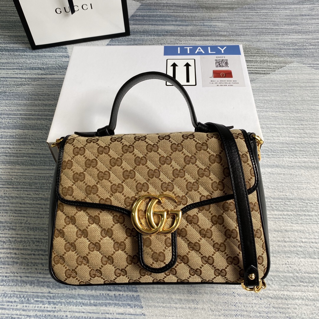 498110 GG Marmont small top handle bag, GUCCI Top Handle Bags for Women