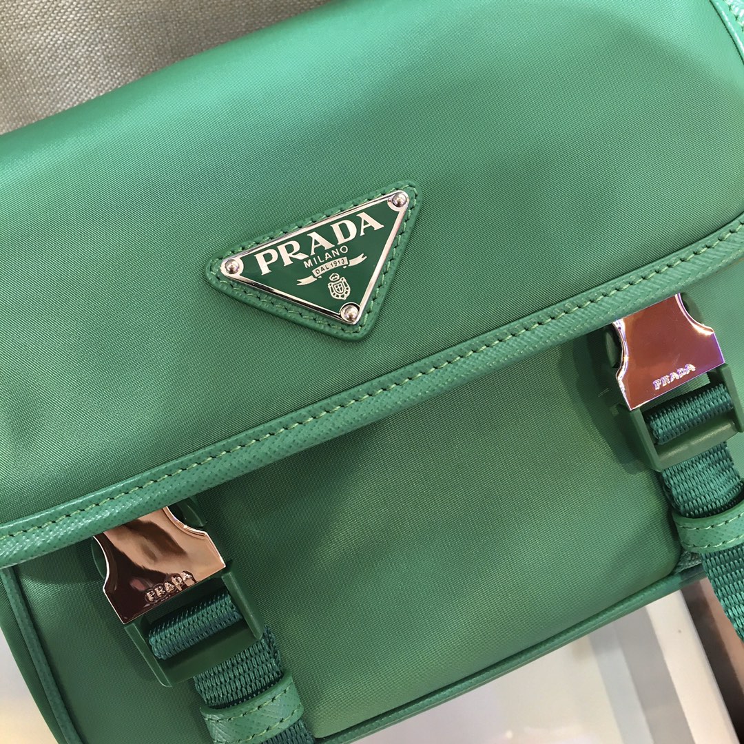 Nylon and Saffiano Leather Bag with Strap, 2VD034 Prada