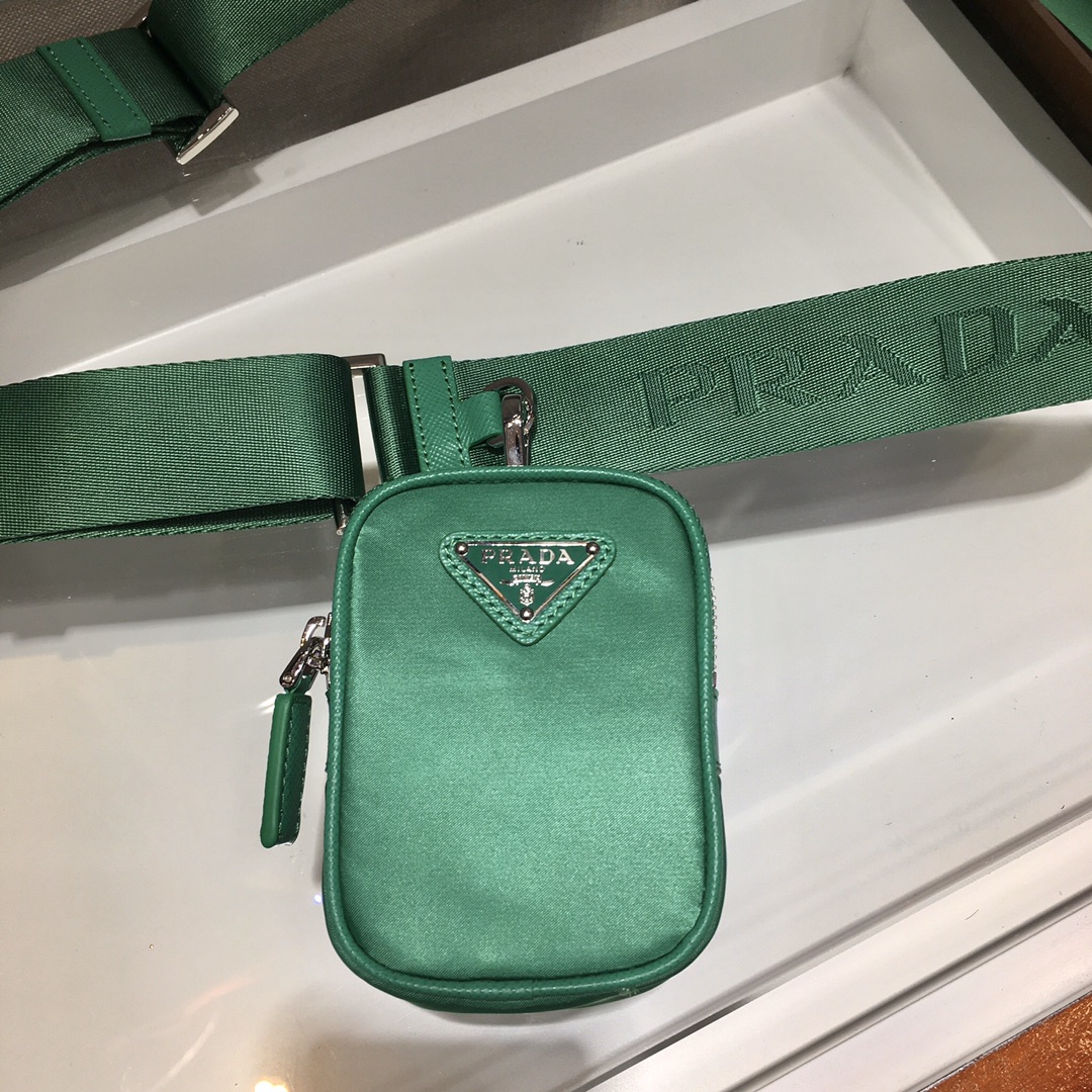 Nylon and Saffiano Leather Bag with Strap, 2VD034 Prada