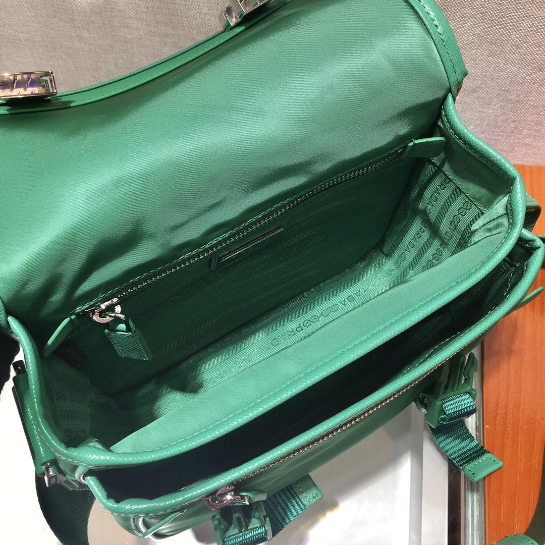 Nylon and Saffiano Leather Bag with Strap, 2VD034 Prada