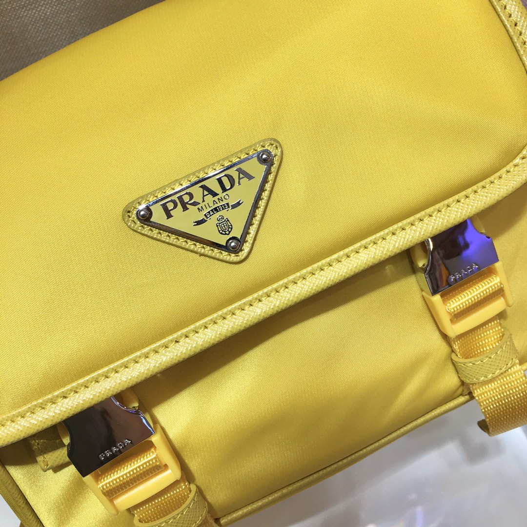 Nylon and Saffiano Leather Bag with Strap, 2VD034 Prada
