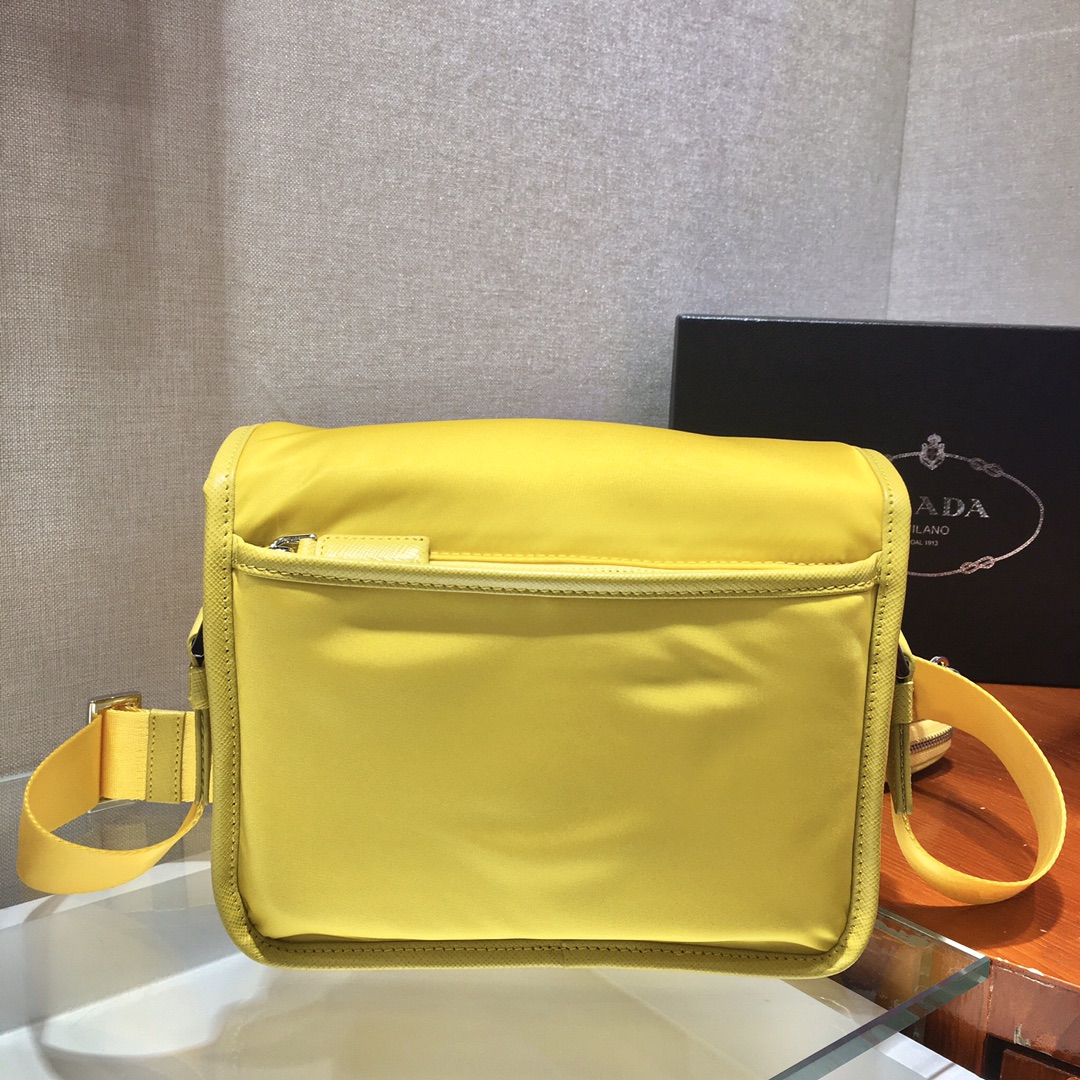 Nylon and Saffiano Leather Bag with Strap, 2VD034 Prada