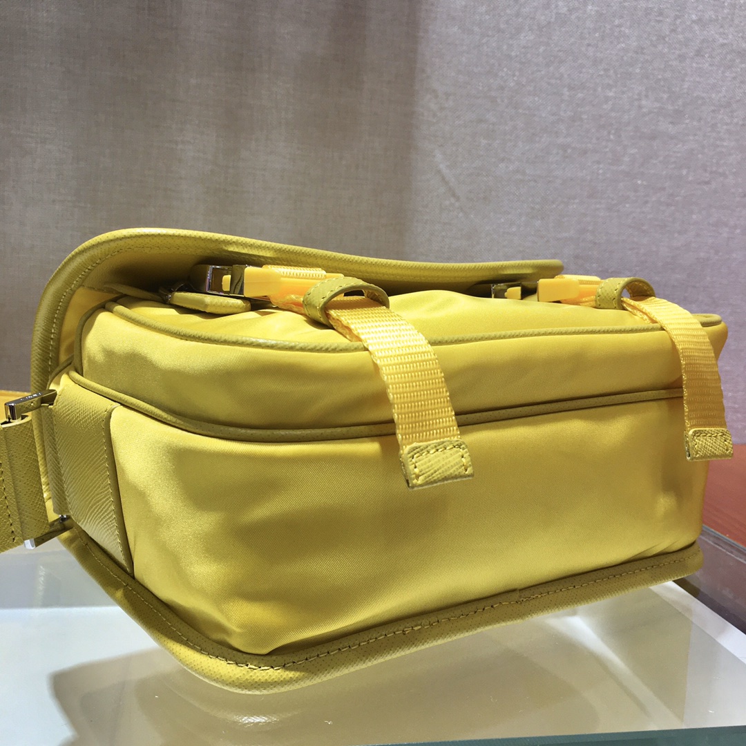 Nylon and Saffiano Leather Bag with Strap, 2VD034 Prada