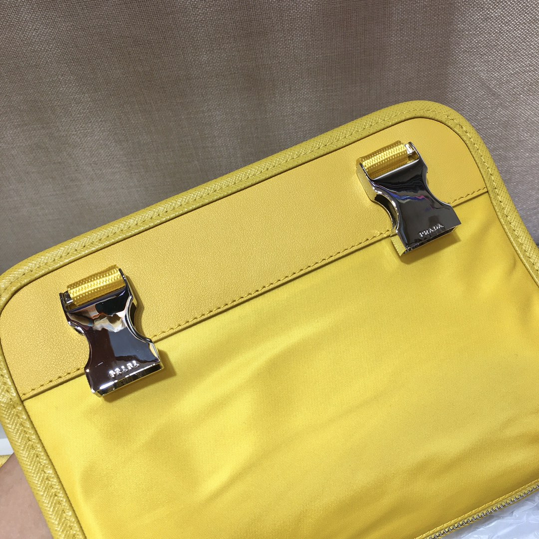 Nylon and Saffiano Leather Bag with Strap, 2VD034 Prada