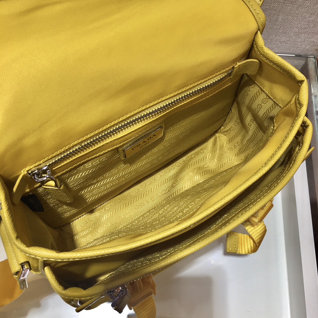 Nylon and Saffiano Leather Bag with Strap, 2VD034 Prada