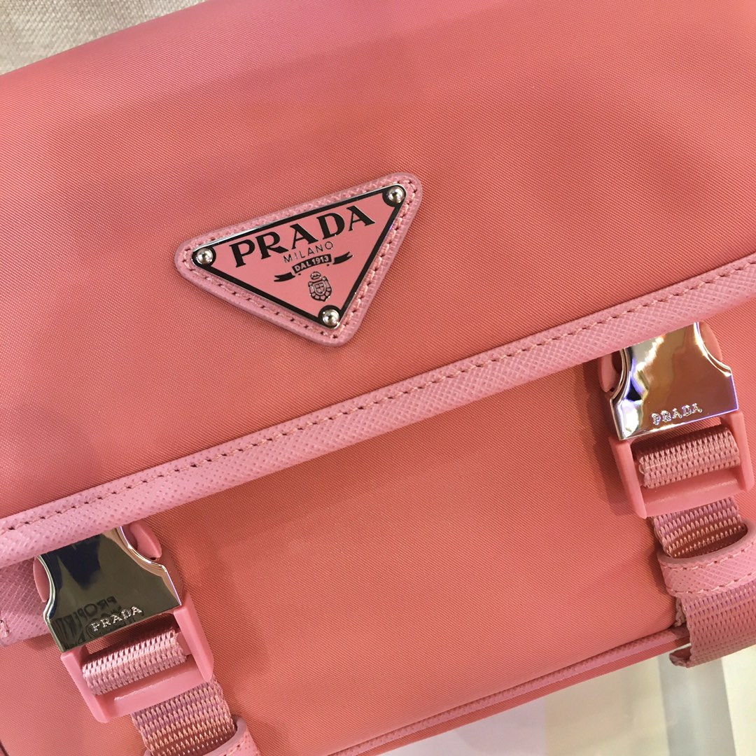 Nylon and Saffiano Leather Bag with Strap, 2VD034 Prada