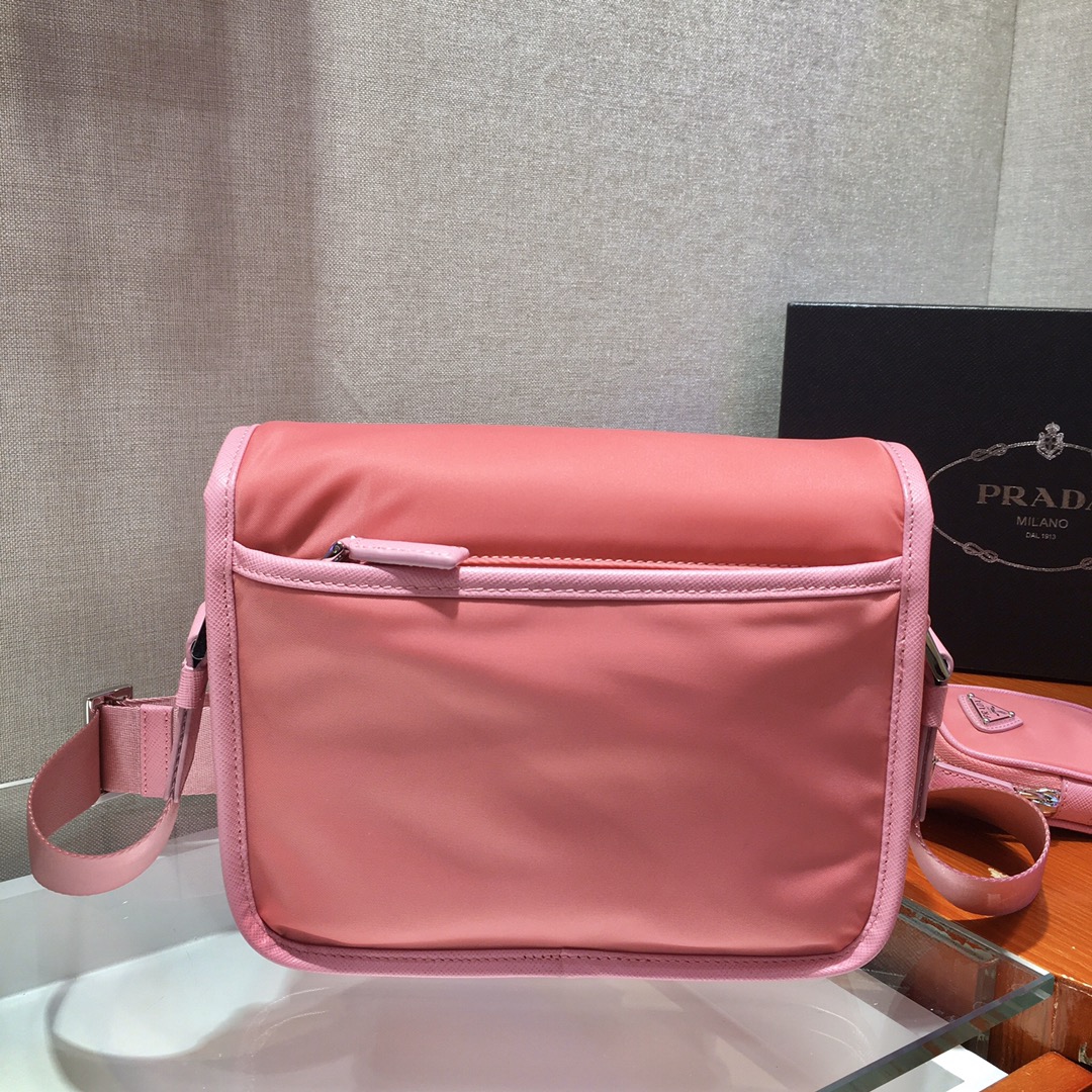 Nylon and Saffiano Leather Bag with Strap, 2VD034 Prada