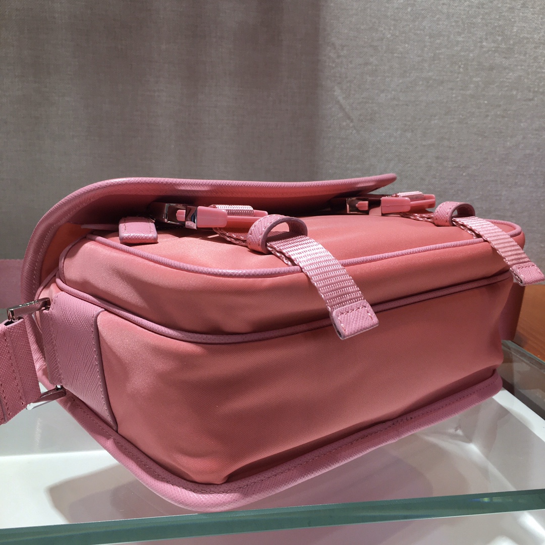 Nylon and Saffiano Leather Bag with Strap, 2VD034 Prada