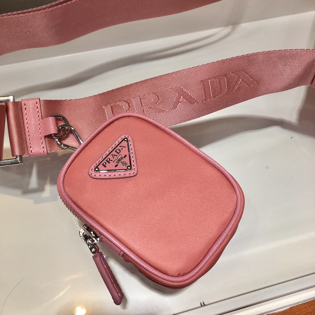 Nylon and Saffiano Leather Bag with Strap, 2VD034 Prada