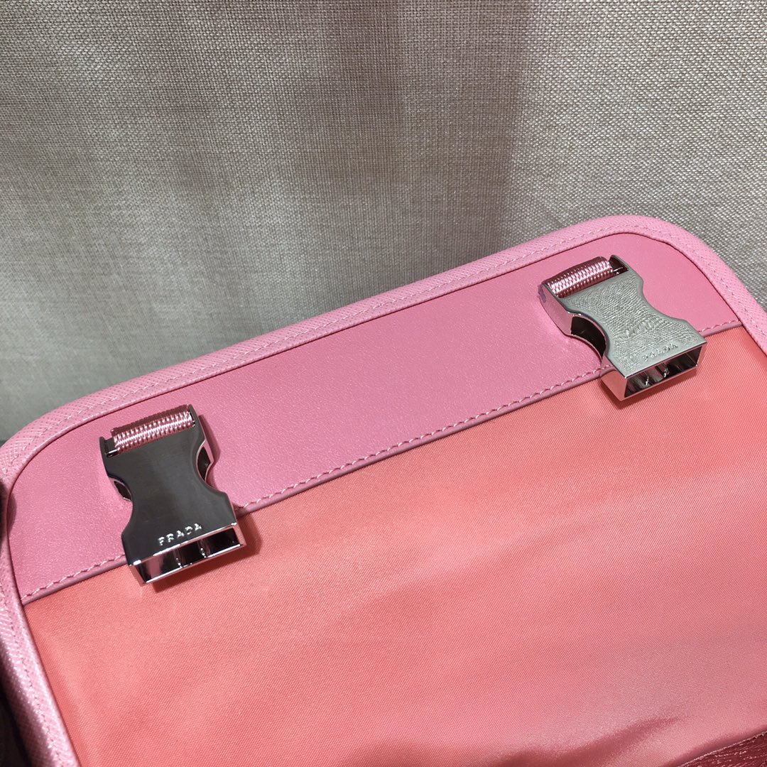 Nylon and Saffiano Leather Bag with Strap, 2VD034 Prada