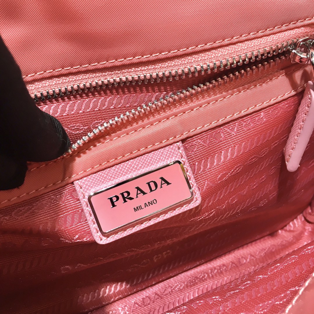 Nylon and Saffiano Leather Bag with Strap, 2VD034 Prada