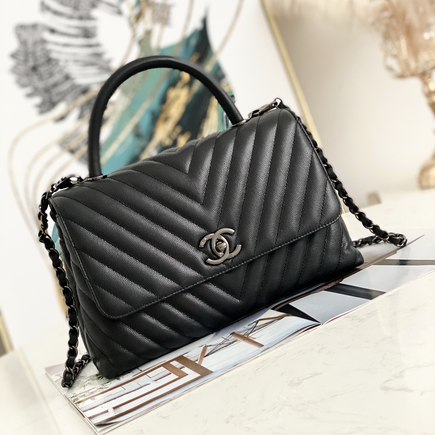 Flap Bag with Top Handle, CHANEL Handbags