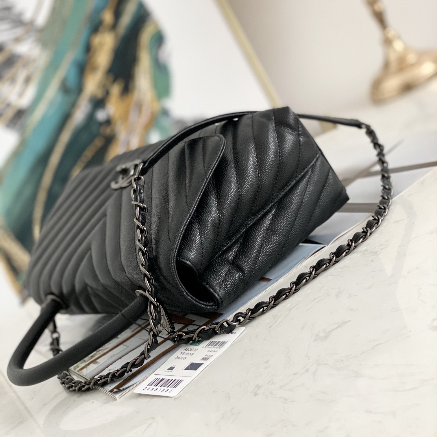 Flap Bag with Top Handle, CHANEL Handbags