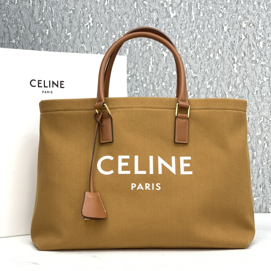 HORIZONTAL CABAS CELINE IN CANVAS WITH CELINE PRINT AND CALFSKIN