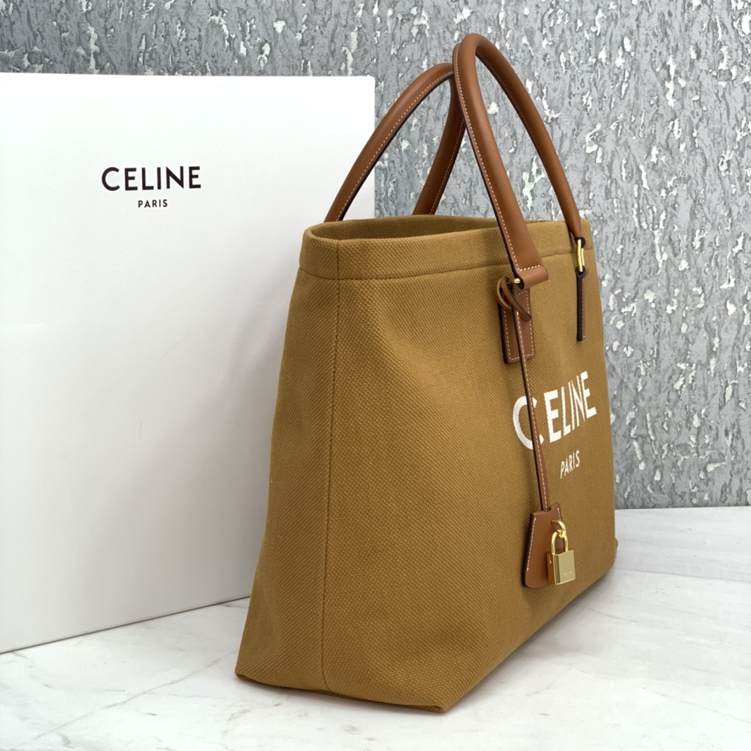 HORIZONTAL CABAS CELINE IN CANVAS WITH CELINE PRINT AND CALFSKIN
