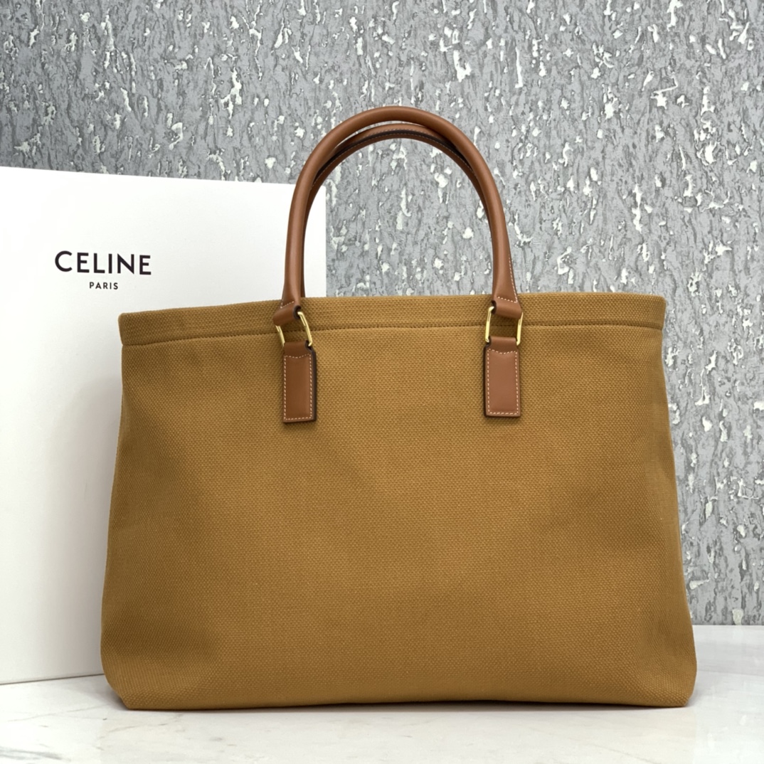 HORIZONTAL CABAS CELINE IN CANVAS WITH CELINE PRINT AND CALFSKIN