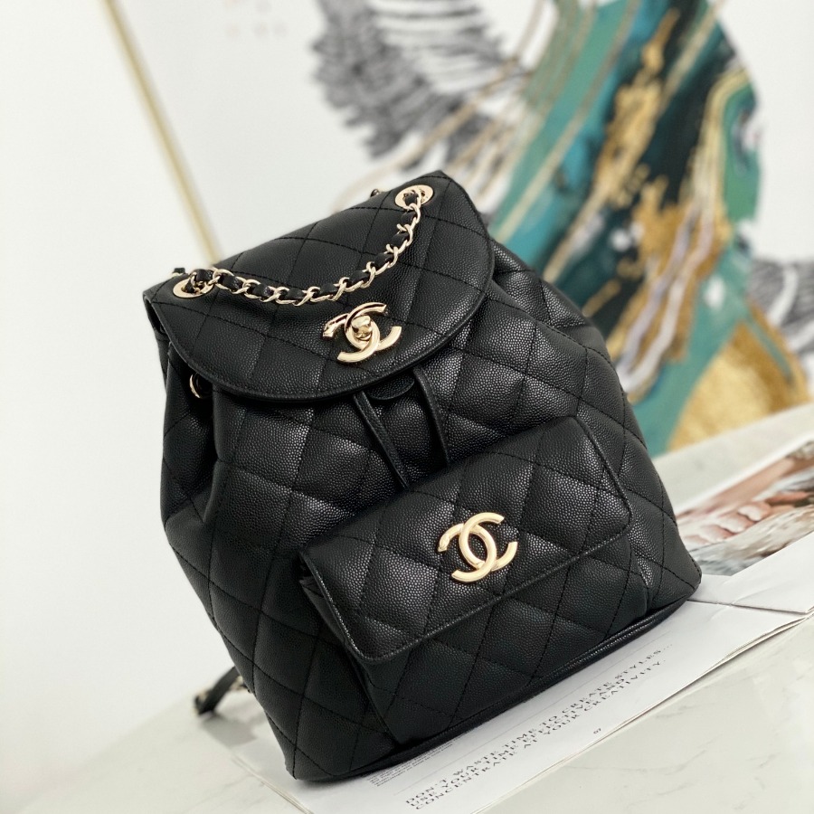 Chanel Backpacks, Calfskin, Gold-Tone Metal