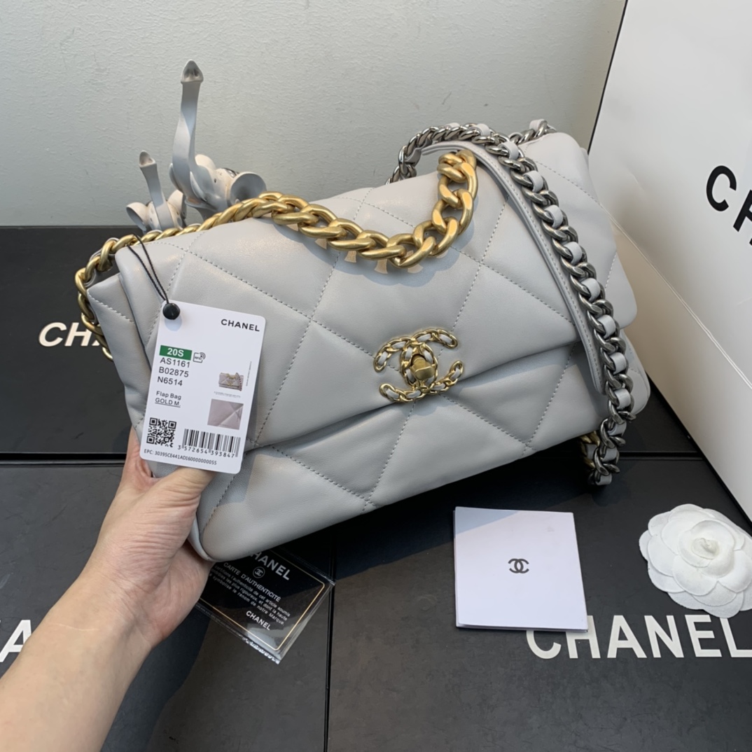 AS1161 chanel 19 large flap bag, CHANEL HANDBAGS