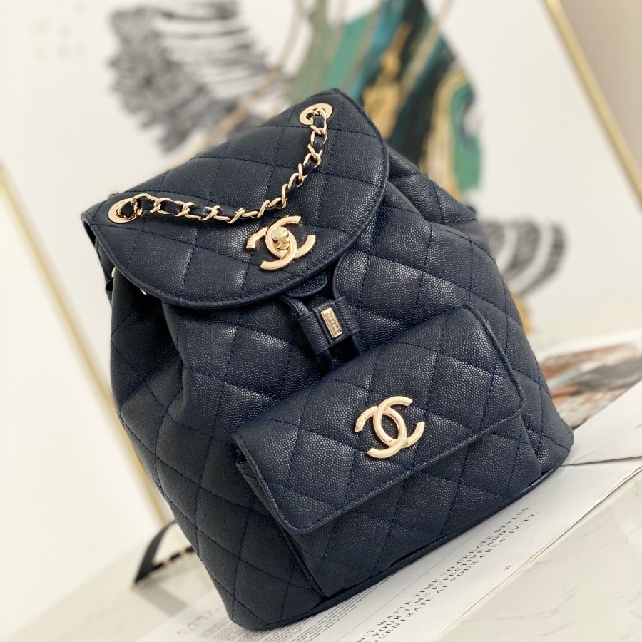 Chanel Backpacks, Calfskin, Gold-Tone Metal
