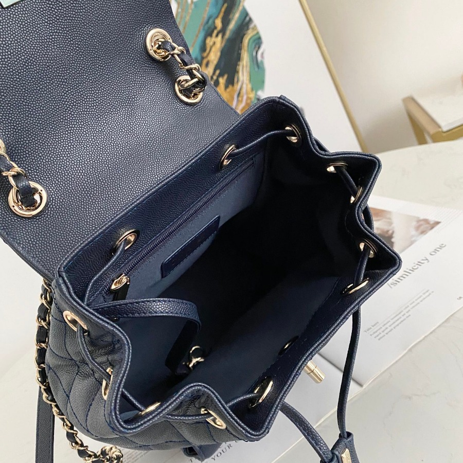 Chanel Backpacks, Calfskin, Gold-Tone Metal