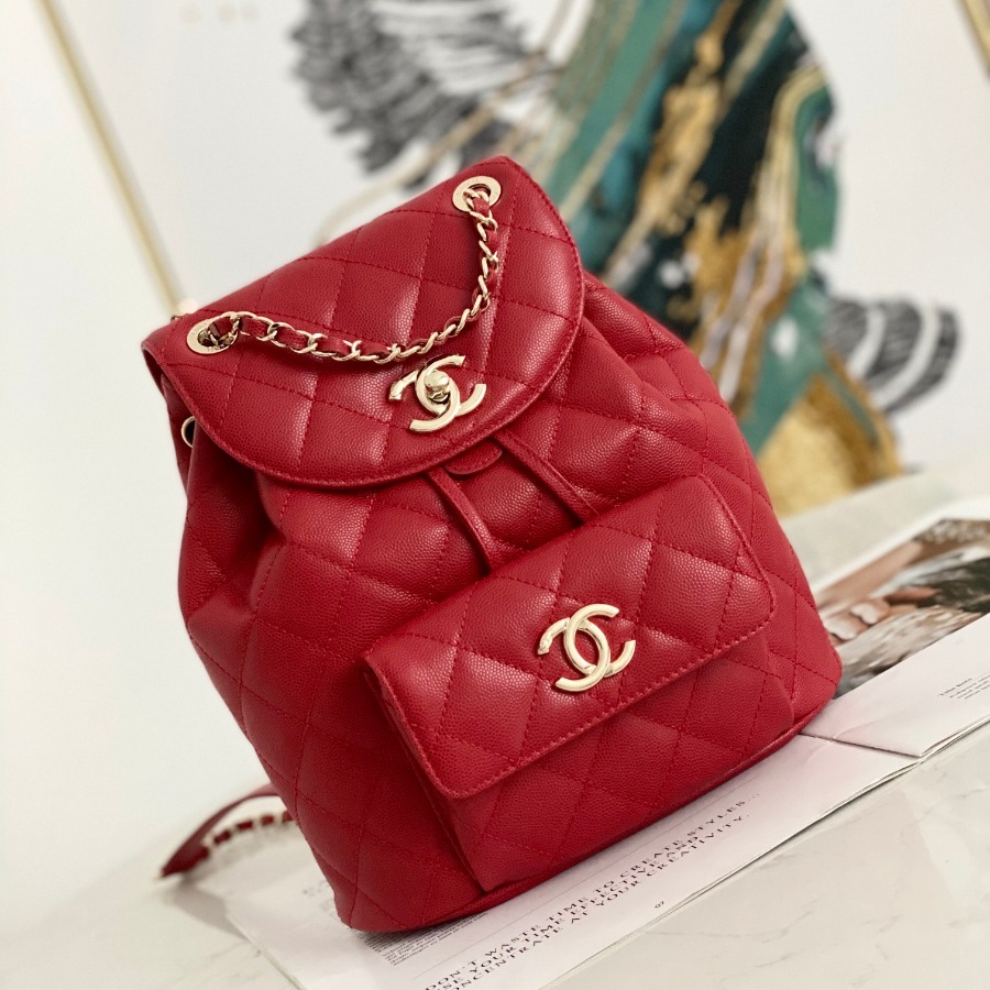 Chanel Backpacks, Calfskin, Gold-Tone Metal