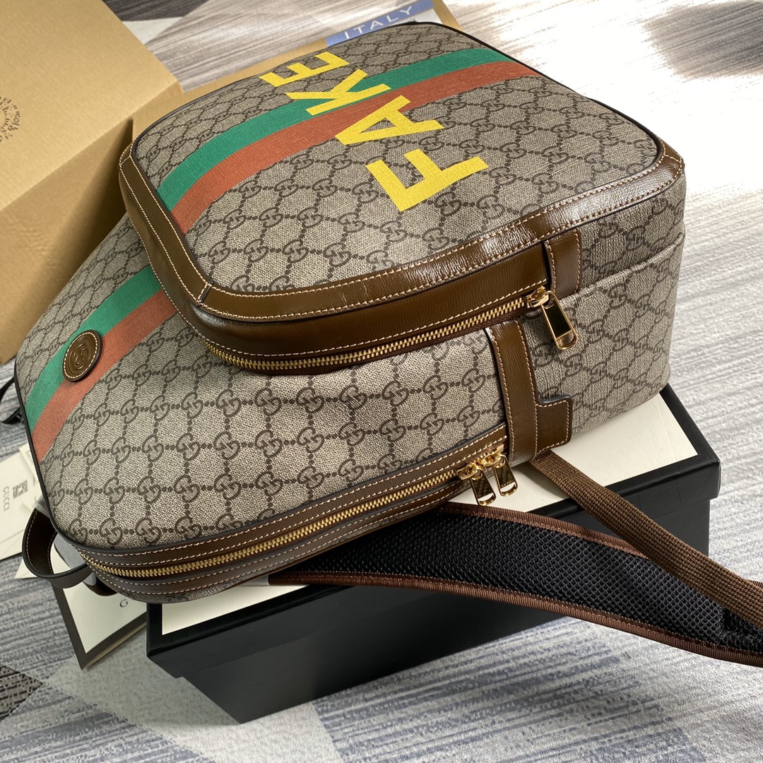 636654 'Fake/Not' print medium backpack, GUCCI Backpacks