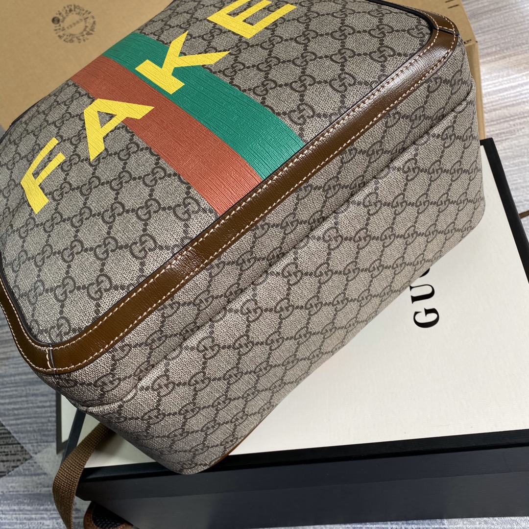 636654 'Fake/Not' print medium backpack, GUCCI Backpacks