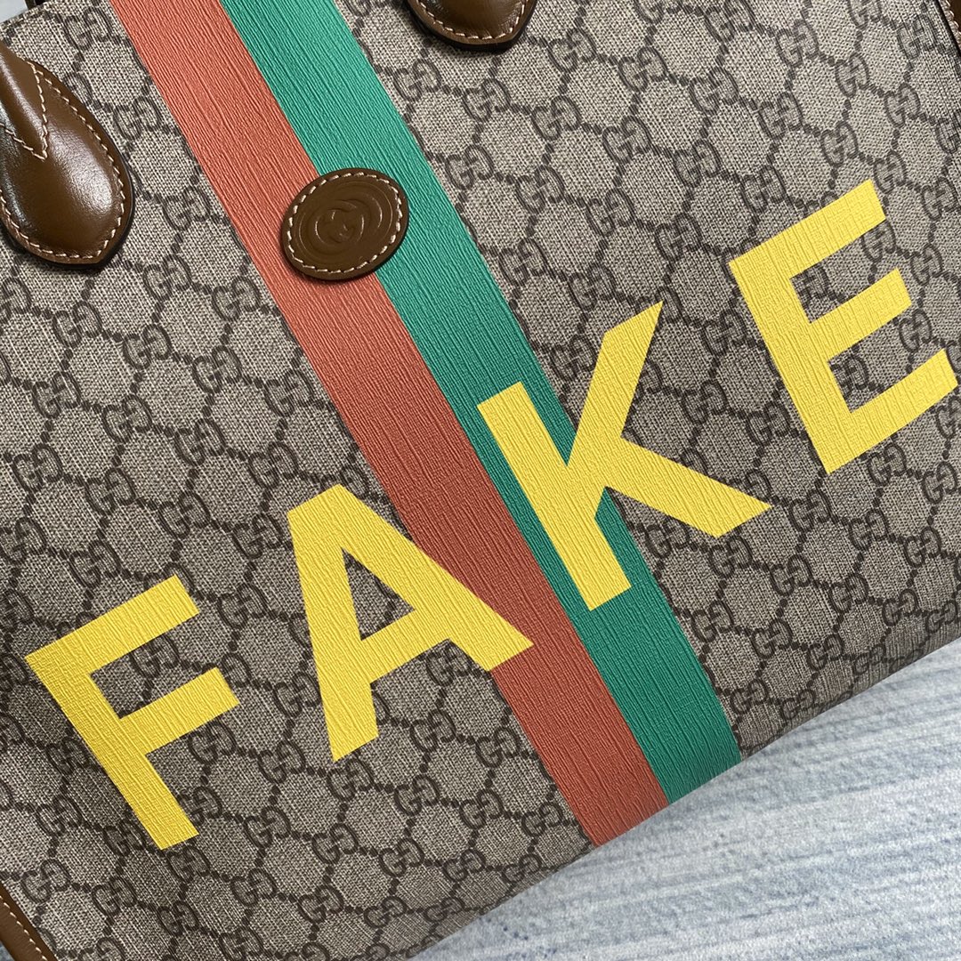 636654 'Fake/Not' print Gucci Off The Grid tote bag, GUCCI