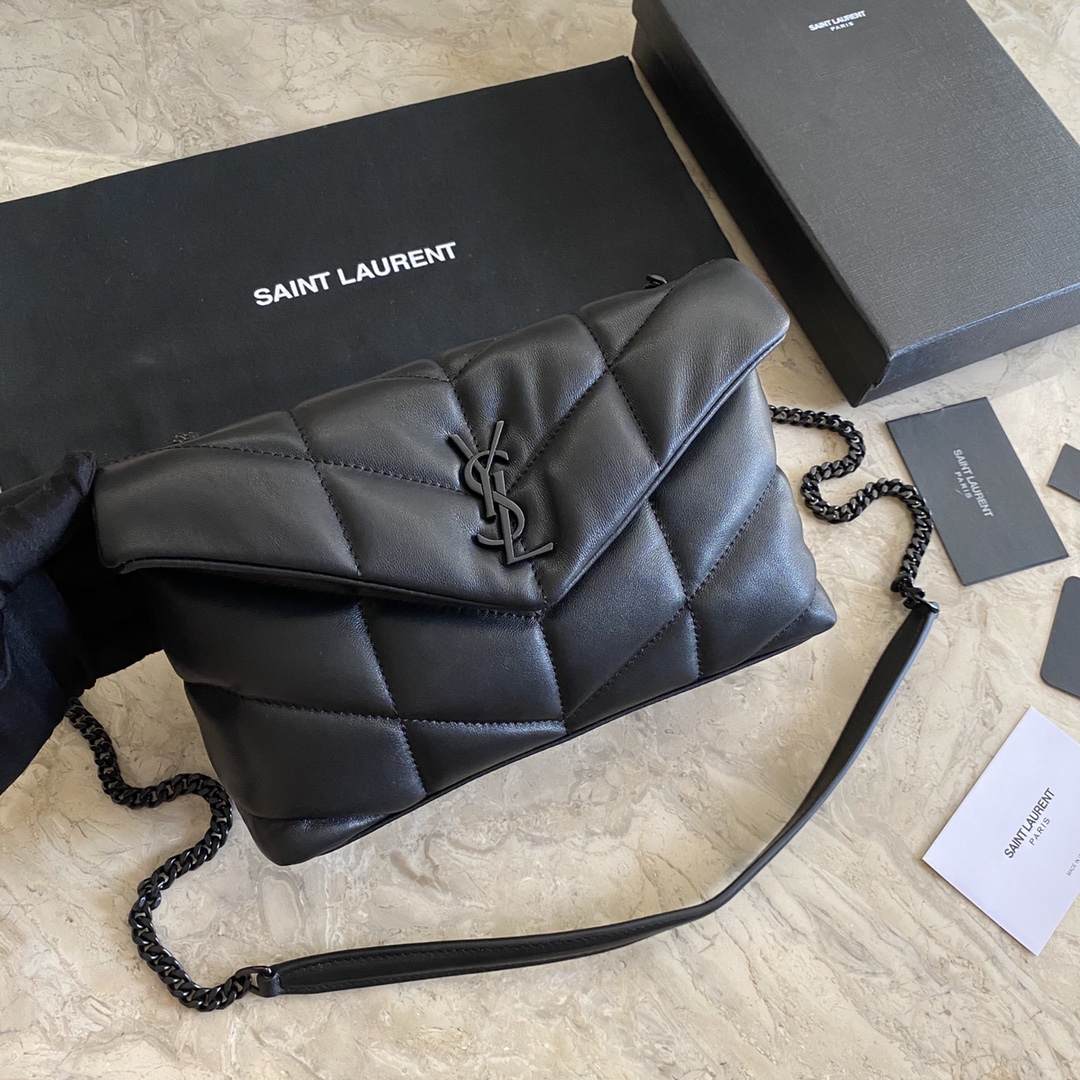 LOULOU PUFFER TOY BAG IN QUILTED WRINKLED MATTE LEATHER, YSL SAINT LAURENT 620333