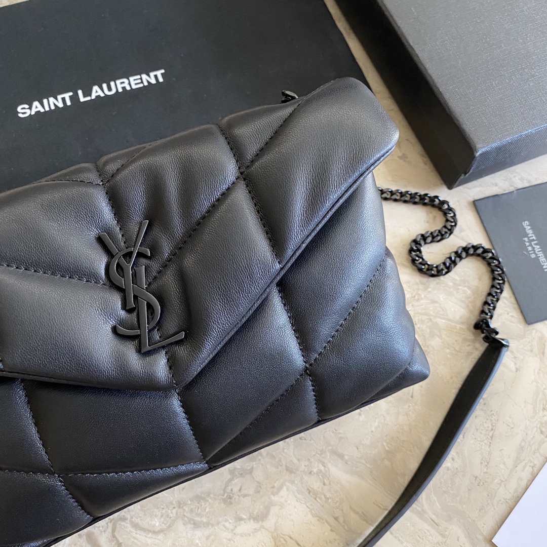 LOULOU PUFFER TOY BAG IN QUILTED WRINKLED MATTE LEATHER, YSL SAINT LAURENT 620333