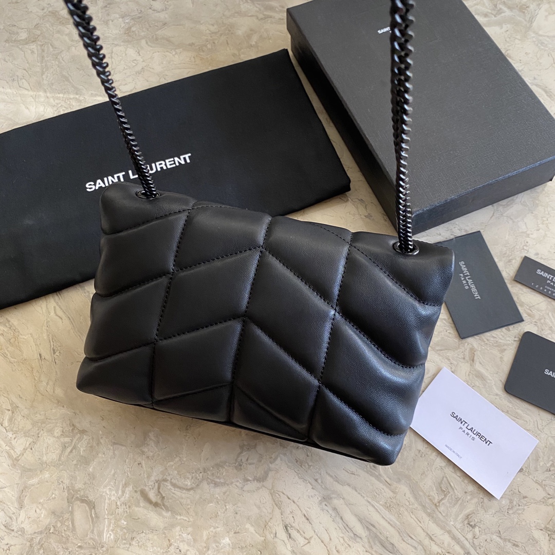 LOULOU PUFFER TOY BAG IN QUILTED WRINKLED MATTE LEATHER, YSL SAINT LAURENT 620333