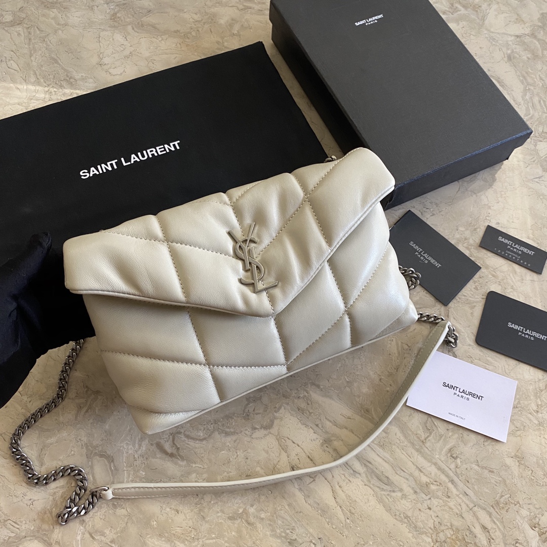 LOULOU PUFFER TOY BAG IN QUILTED WRINKLED MATTE LEATHER, YSL SAINT LAURENT 620333