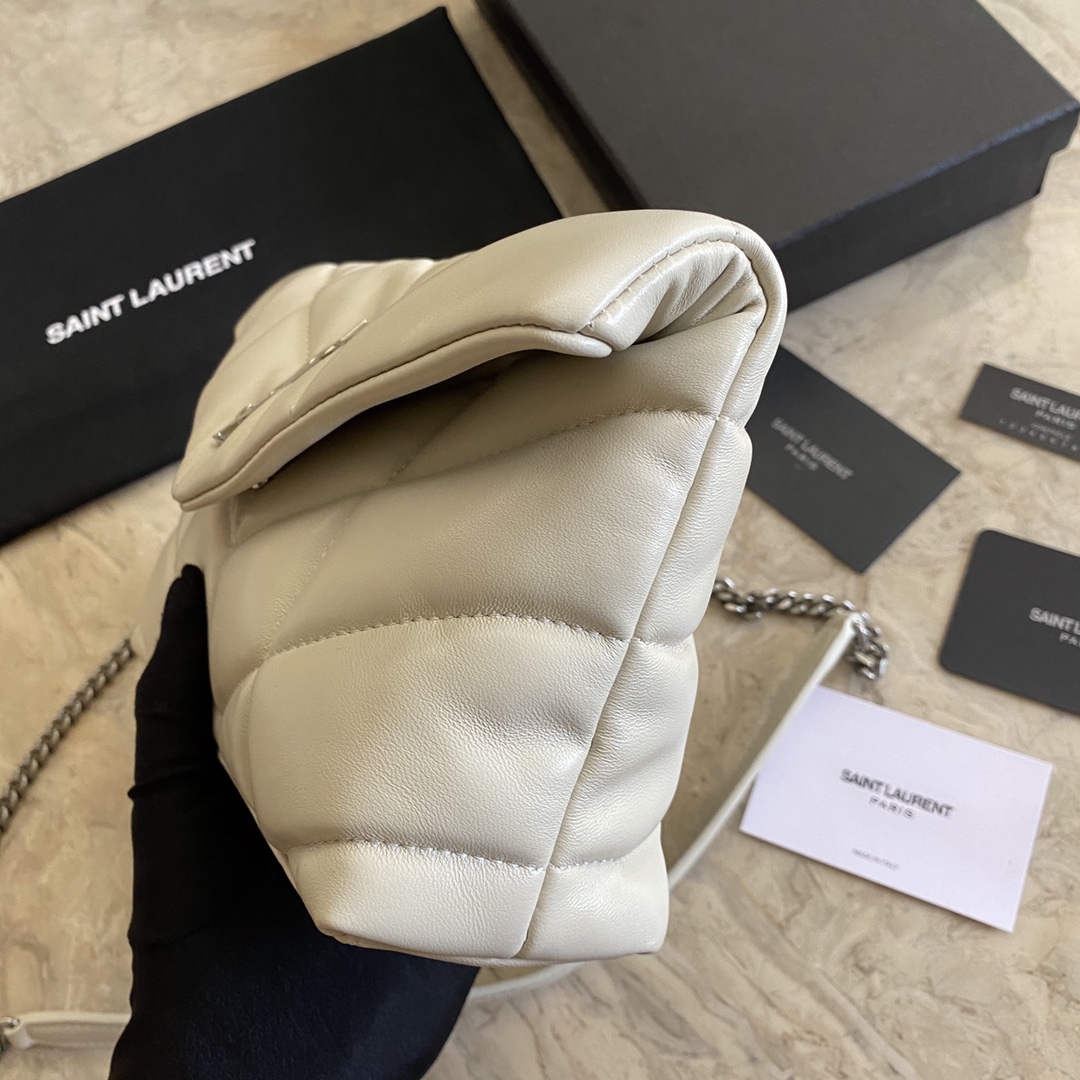 LOULOU PUFFER TOY BAG IN QUILTED WRINKLED MATTE LEATHER, YSL SAINT LAURENT 620333