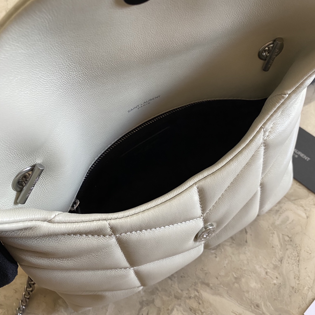 LOULOU PUFFER TOY BAG IN QUILTED WRINKLED MATTE LEATHER, YSL SAINT LAURENT 620333