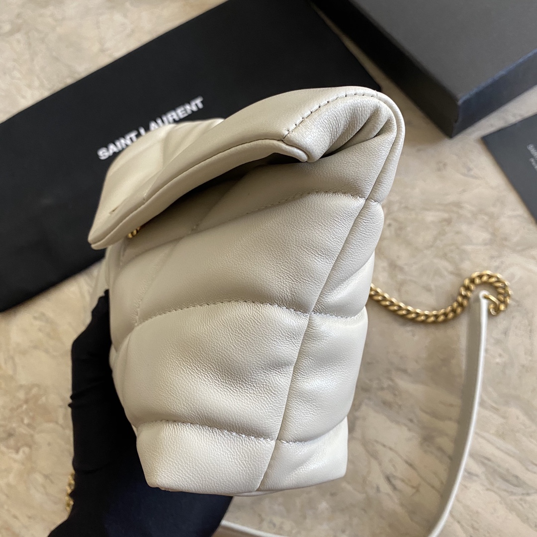 LOULOU PUFFER TOY BAG IN QUILTED WRINKLED MATTE LEATHER, YSL SAINT LAURENT 620333