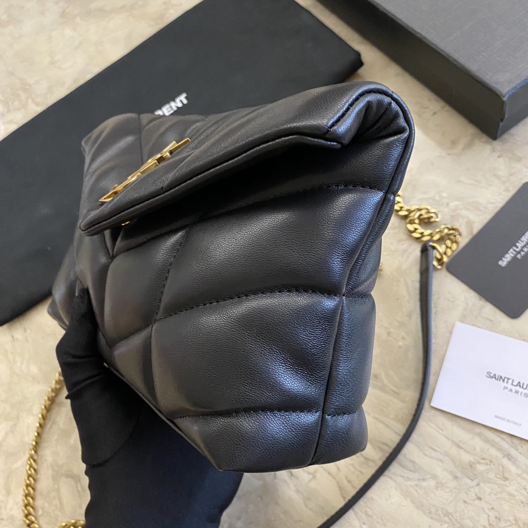 LOULOU PUFFER TOY BAG IN QUILTED WRINKLED MATTE LEATHER, YSL SAINT LAURENT 620333