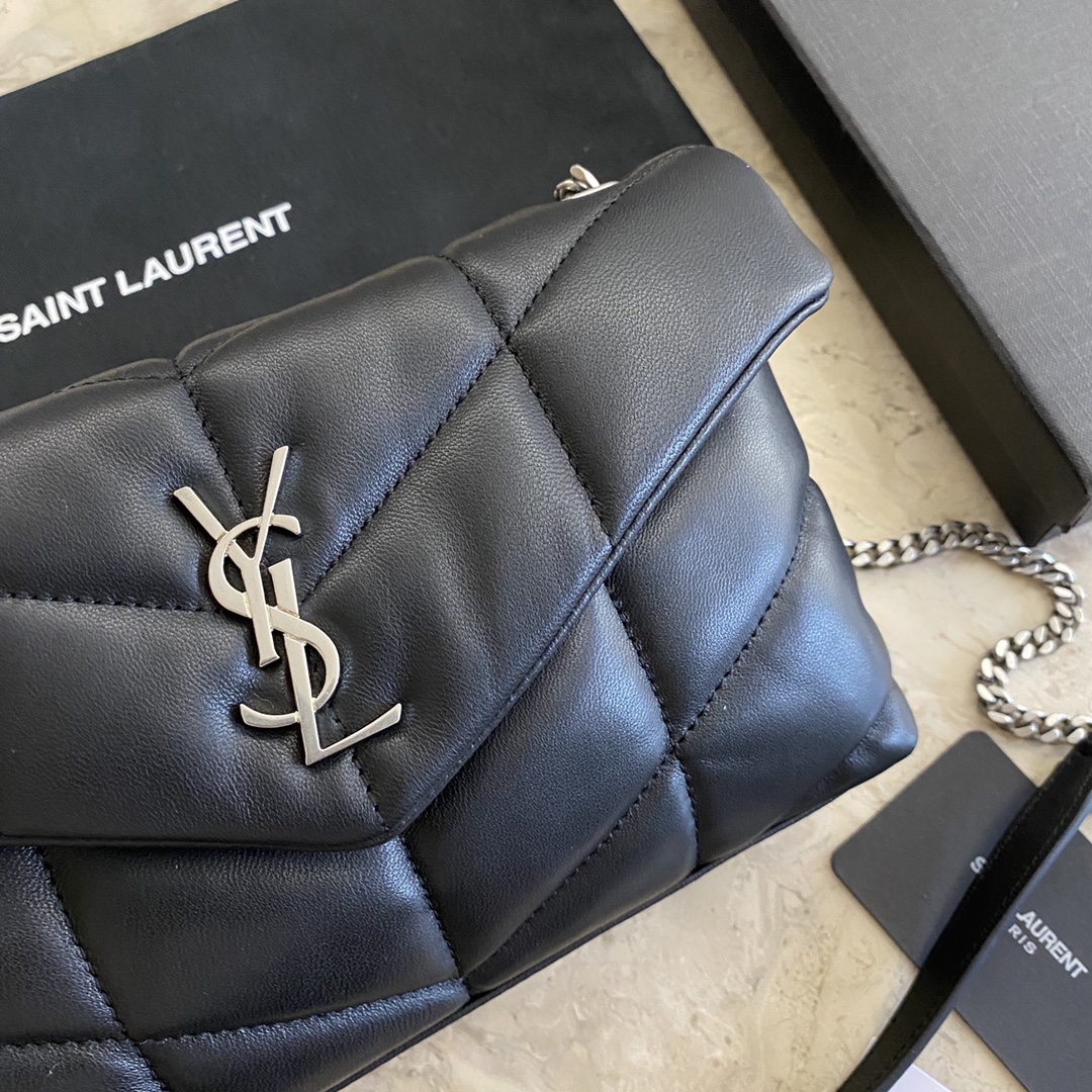 LOULOU PUFFER TOY BAG IN QUILTED WRINKLED MATTE LEATHER, YSL SAINT LAURENT 620333