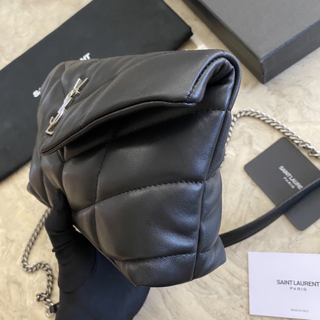 LOULOU PUFFER TOY BAG IN QUILTED WRINKLED MATTE LEATHER, YSL SAINT LAURENT 620333