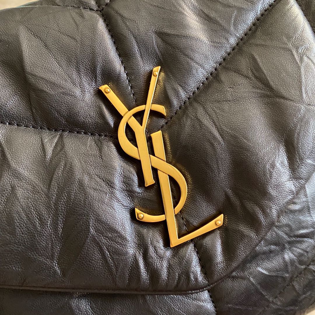 LOULOU PUFFER MEDIUM BAG IN QUILTED WRINKLY MATTE LEATHER, YSL SAINT LAURENT 577475