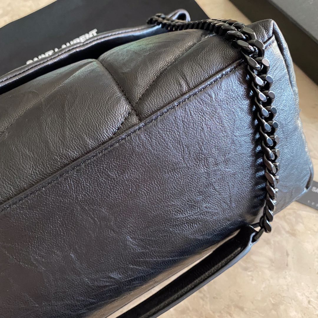 LOULOU PUFFER MEDIUM BAG IN QUILTED WRINKLY MATTE LEATHER, YSL SAINT LAURENT 577475