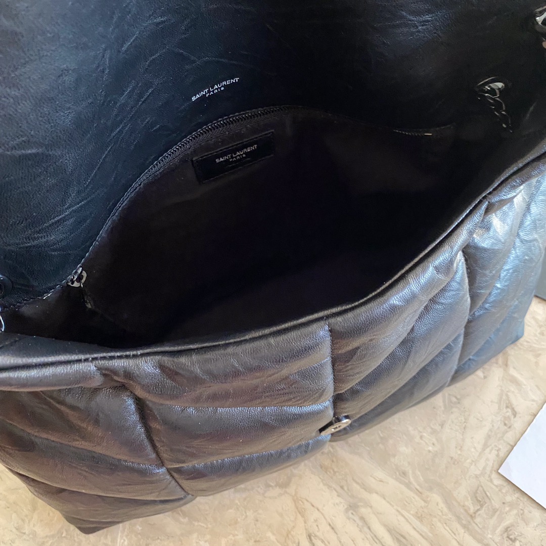 LOULOU PUFFER MEDIUM BAG IN QUILTED WRINKLY MATTE LEATHER, YSL SAINT LAURENT 577475