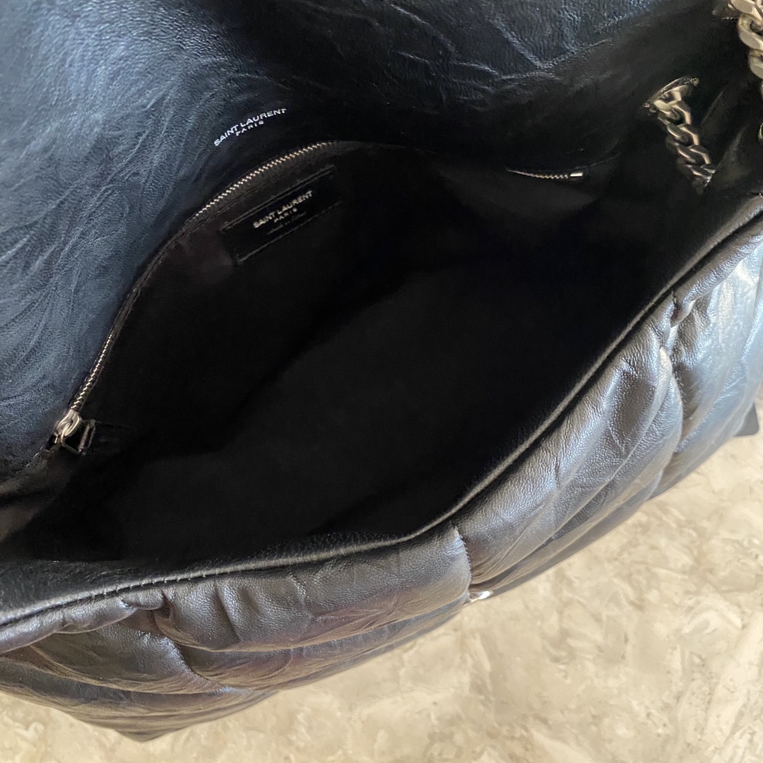 LOULOU PUFFER MEDIUM BAG IN QUILTED WRINKLY MATTE LEATHER, YSL SAINT LAURENT 577475
