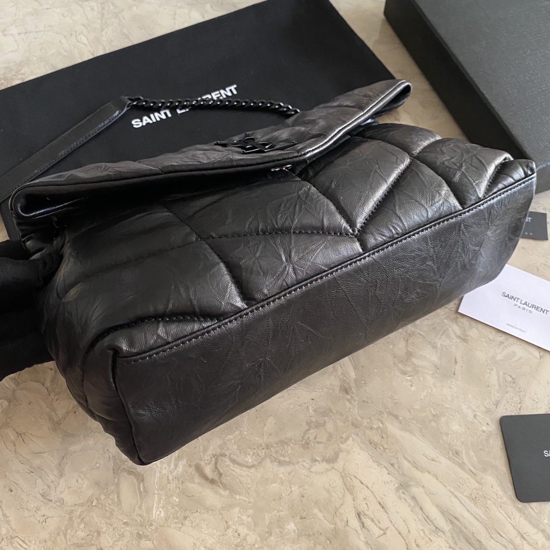 LOULOU PUFFER SMALL BAG IN QUILTED WRINKLY MATTE LEATHER, YSL SAINT LAURENT 577476