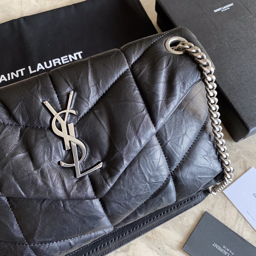 LOULOU PUFFER SMALL BAG IN QUILTED WRINKLY MATTE LEATHER, YSL SAINT LAURENT 577476